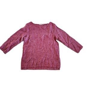Soft Surroundings Sz PM Sorbetti Linen Tunic Top Marled Red Lagenlook Flowy